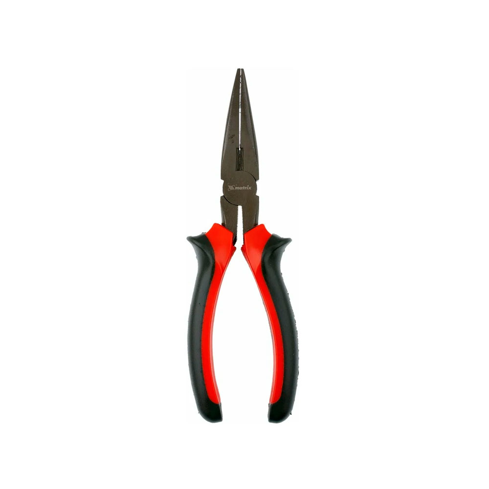 Длинногубцы Black Nickel 160 мм, прямые, двухкомпонентные рукоятки, Matrix