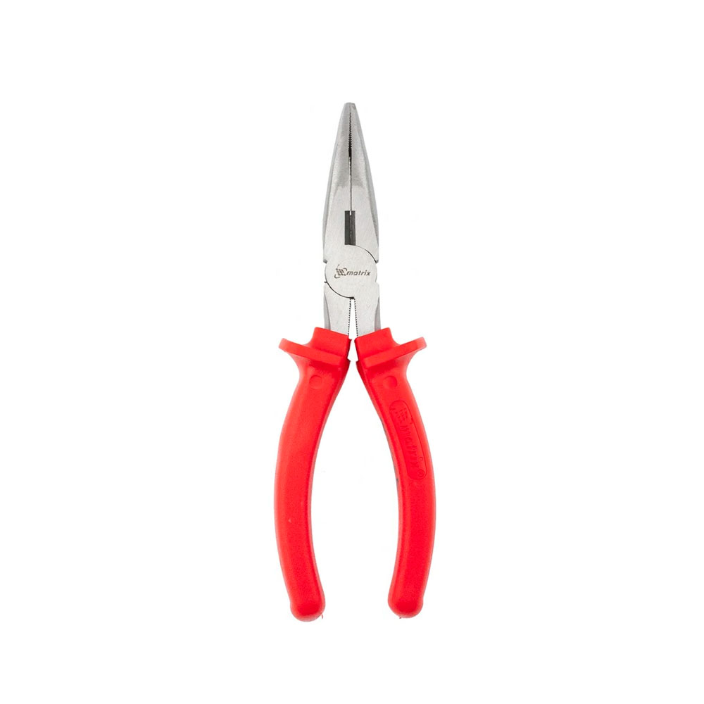 Длинногубцы Econom, 180 мм, изогнутые шлифованные, пластмассовые рукоятки, MATRIX
