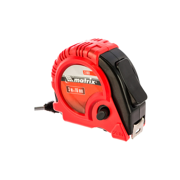 Рулетка Rubber, 3м х 16мм, обрезиненный корпус, MATRIX