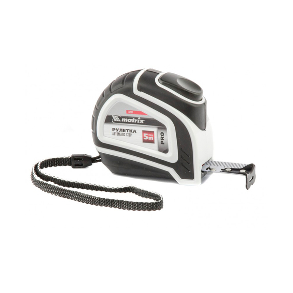 Рулетка Autostop, 5м х 19мм, двухкомпонентный корпус, автоматическая фиксация, PRO, Matrix