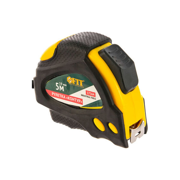 Рулетка "Контур" с автостопом, прорезиненный корпус 5 м х19 мм FIT