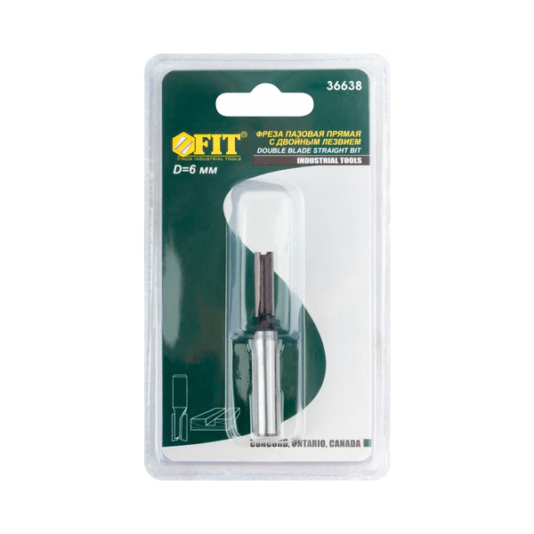 Фреза пазовая прямая с двойным лезвием, DxHxL=6х20х58 мм FIT