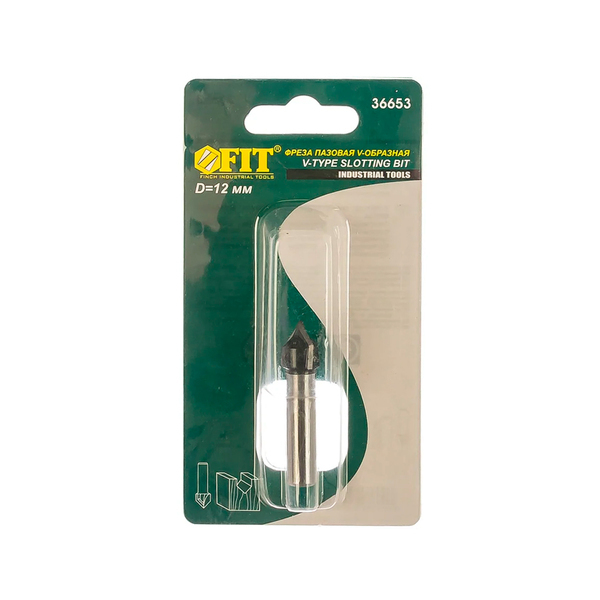 Фреза пазовая V-образная, DxHxL=12х12х42 мм FIT