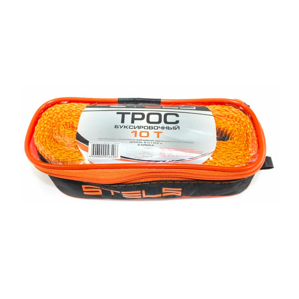 Трос буксировочный 10 тонн, 2 крюка, сумка на молнии, Россия, Stels