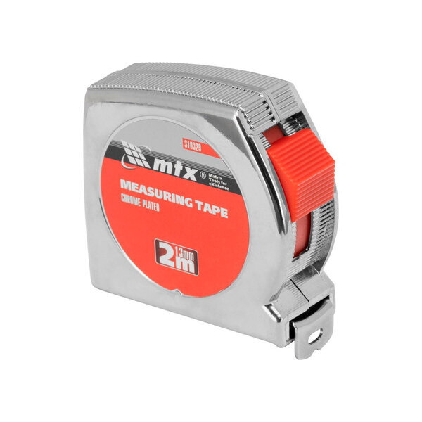 Рулетка Chrom, 2м x 13 мм, хромированный корпус, MATRIX