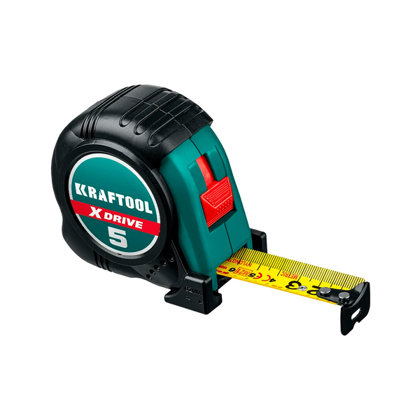 Рулетка 5м х 25мм с ударостойким с обрезиненным корпусом Х-Drive, KRAFTOOL