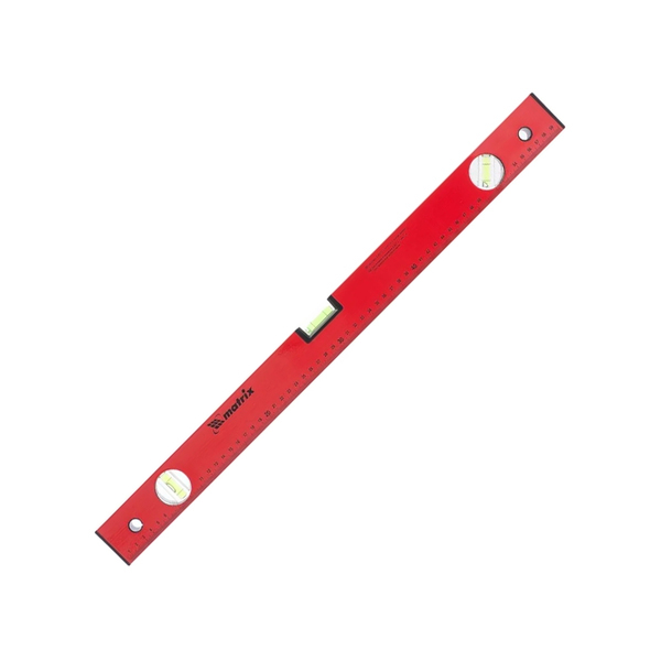 Уровень алюминиевый, 600 мм, 3 глазка, красный, линейка, MATRIX