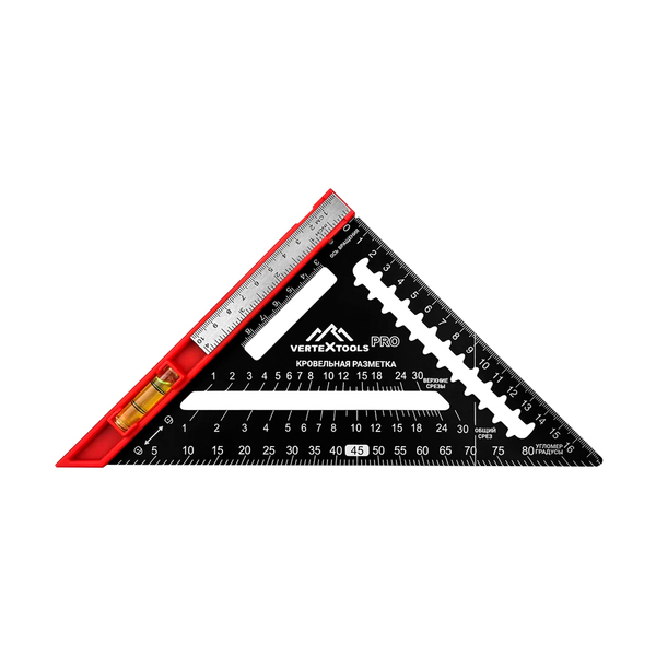 Угольник многофункциональный PROFI 7 в 1, INOX+ABS, толщиной 1.9 мм, VERTEXTOOLS