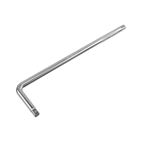 Вороток Г-образный, 375х100 мм, квадрат 1/2", СrV, матовый хром, Denzel