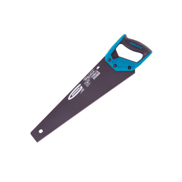 Ножовка по дереву "PIRANIA", 450 мм, 11-12 TPI, зуб-3D, кал. зуб, тефлон, 2-комп. рукоятка, Gross