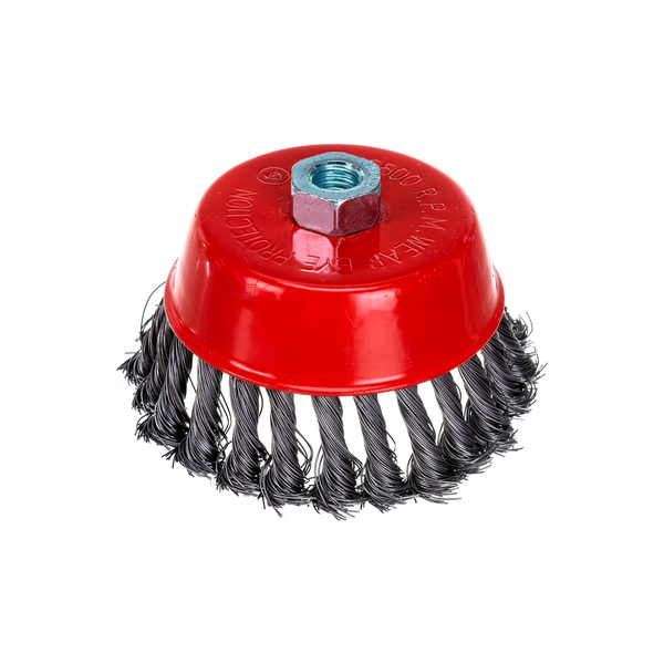 Щетка для УШМ, 125 мм, М14, крученая жесткая (1/100) VERTEXTOOLS