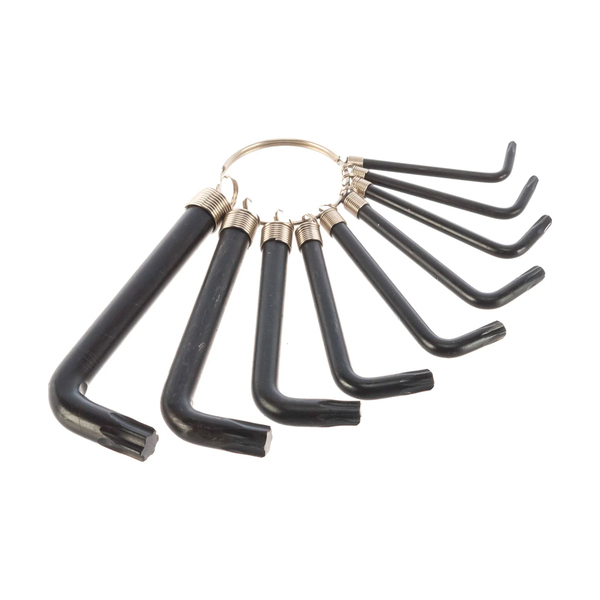 Набор ключей имбусовых TORX 9 шт: T10,15,20,25,27,30,40,45,50, оксидированные, на кольце, SPARTA
