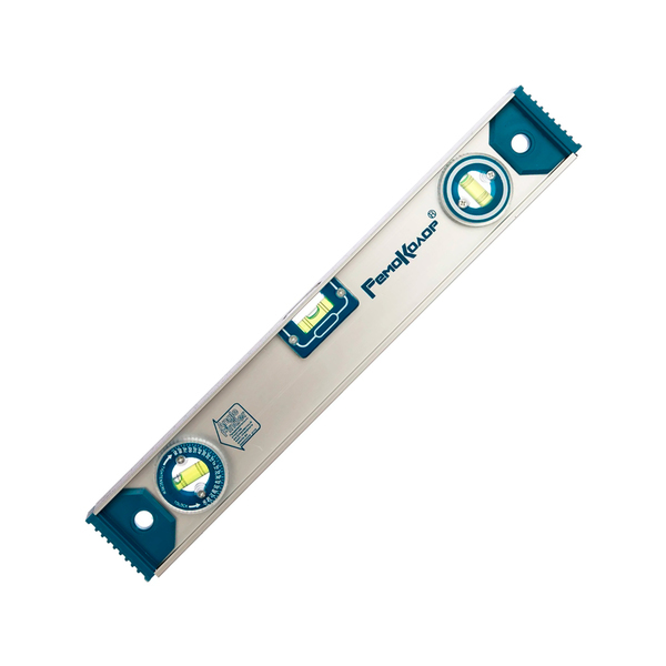 Уровень алюминиевый, скелетный, 2 глазка + 1 поворотный на 360, магн. лента, линейка, 400мм