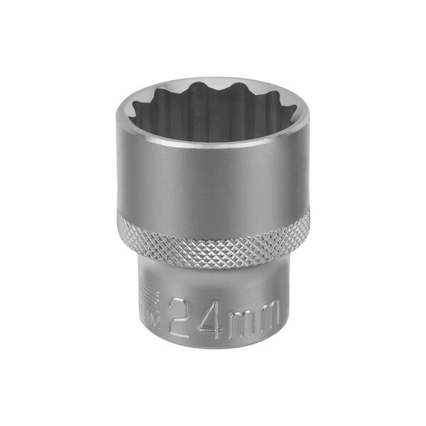 Головка торцевая, 24 мм, 12-гранная, CrV, под квадрат 1/2", хромированная, Stels