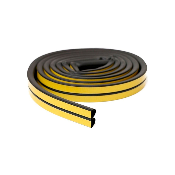 Уплотнители для окон D-профиль (резиновый) на клейкой основе черный 10м