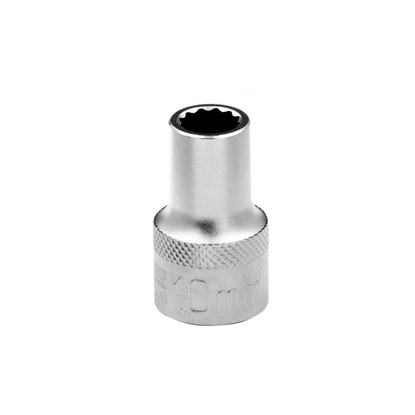Головка торцевая 10 мм, 12-гранная, CrV, под квадрат 1/2", хромированная, Stels