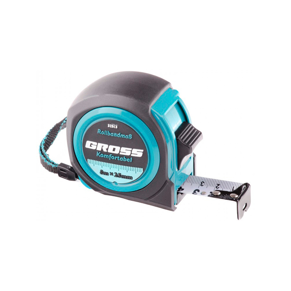 Рулетка "Komfortabel", 8м х 25мм, обрезиненный корпус, GROSS