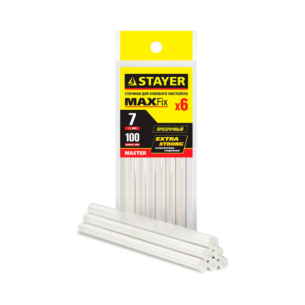 Стержни STAYER "MASTER" для клеевых пистолетов прозрачные, 7x100 мм, 6 шт