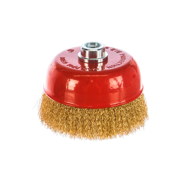 Щетка для УШМ, 125 мм, М14, "чашка" латунированная витая проволока, Matrix