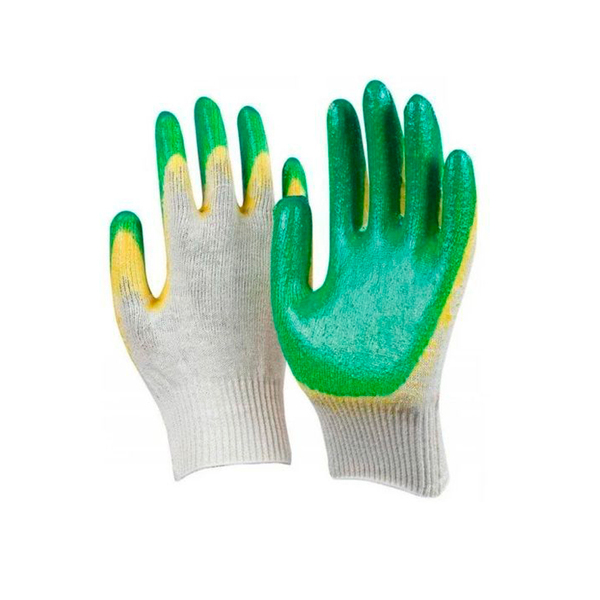Перчатки трикотажные с двойным латексным обливом (зеленые)