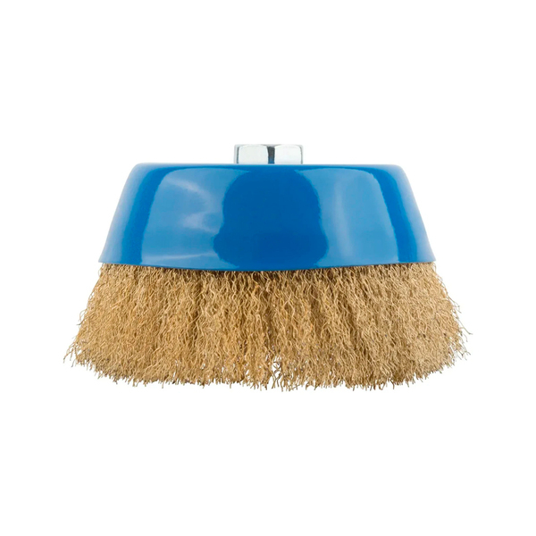 Корщетка, тип "чашка", гайка М14, стальная латунированная волнистая проволока 150 мм МОS