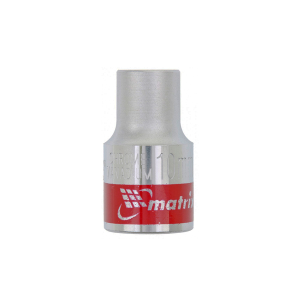 Головка торцевая 10 мм, 6-гранная, CrV, под квадрат 1/2", хромированная, Matrix Master