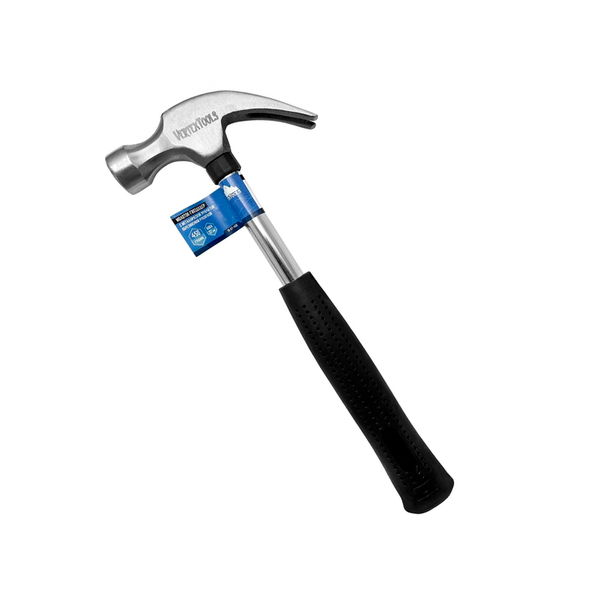 Молоток-гвоздодер, 450 гр., боек 27 мм, металлическая трубчатая обрезиненная рукоять, VERTEXTOOLS