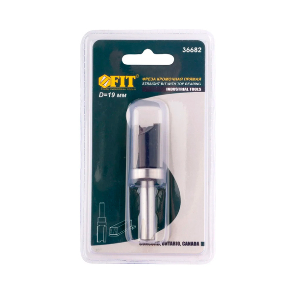 Фреза кромочная прямая с верхним подшипником, DxHxL=19х25х66 мм FIT