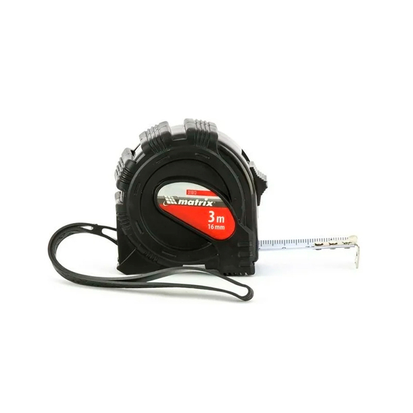 Рулетка Вlaсk, 3м х 16мм, обрезиненный корпус, Matrix