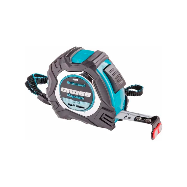 Рулетка Magnetisch, 3м х 16мм, обрезин .корпус автоматич. фмксация, нейлон, покр. магн зацеп, Gross