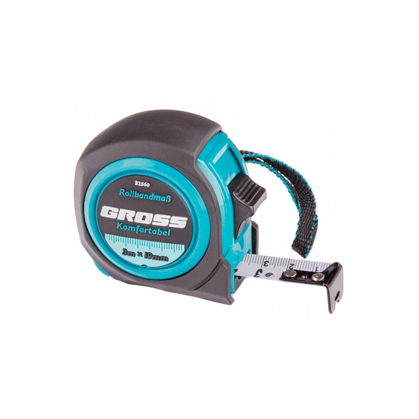 Рулетка "Komfortabel", 3м х 19мм, обрезиненный корпус, GROSS