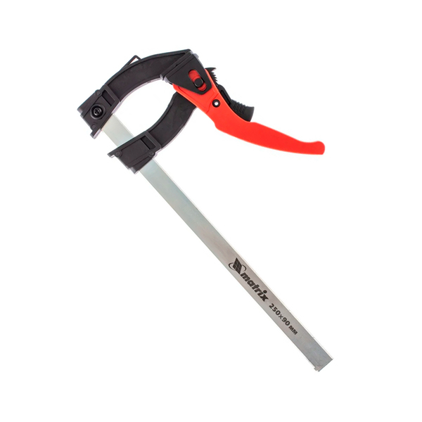 Струбцина реечная быстрозажимная, пл.корпус,рыч. храп. мех., 250х90х340 мм штанга 5х20 мм, Matrix