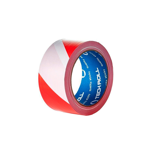 Лента сигнальная, бело-красная, 48мм х 200м TECHROLL
