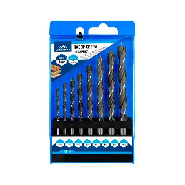 Набор сверл по дереву 8 предметов (3-10)