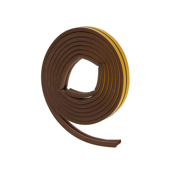 Уплотнители для окон D-профиль (резиновый) на клейкой основе коричневый 10м