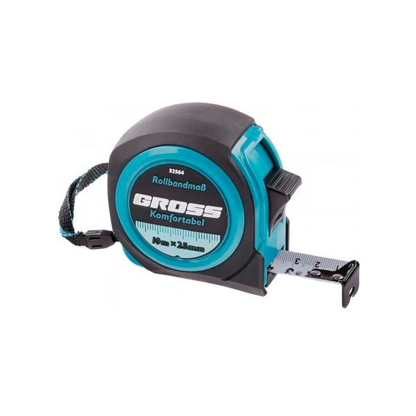 Рулетка "Komfortabe", 10м х 25мм, обрез корпус, GROSS